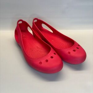 Crocs Women's Size 9W Pink Ballet Flats Shoes Lightweight Comfort Slip On